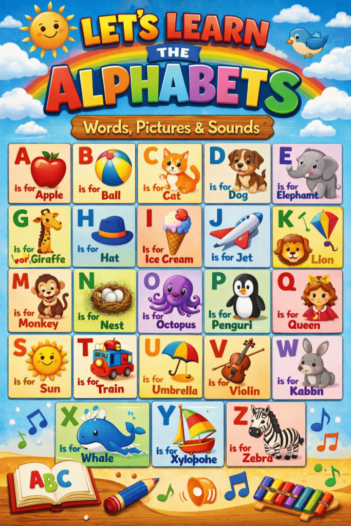 LET’S LEARN THE ALPHABETS, Words, Pictures & Sounds